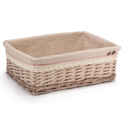 Woodluv Storage Baskets, Storage baskets for shelves woven, Storage Boxes Large, Wicker Storage Organiser Basket, 45 x 32 x 16 H cm