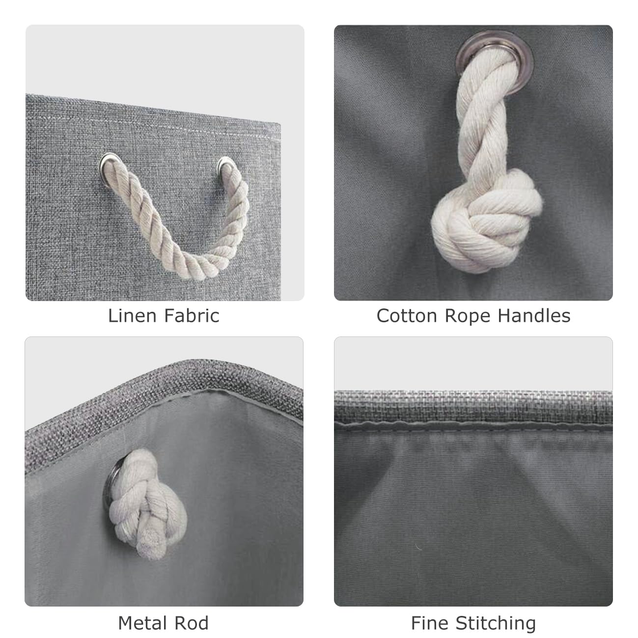 Mangata Large Storage Boxes, Fabric Basket Set of 3 for Shelves, 16.1 x 12.2 x 7.9 Inches (Grey, Large)