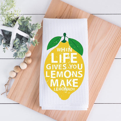 PLITI When Life Gives You Lemons Make Lemonade Novelty Kitchen Towels with Sayings Flour Sack Cotton Hand Towel Make lemonade towelU