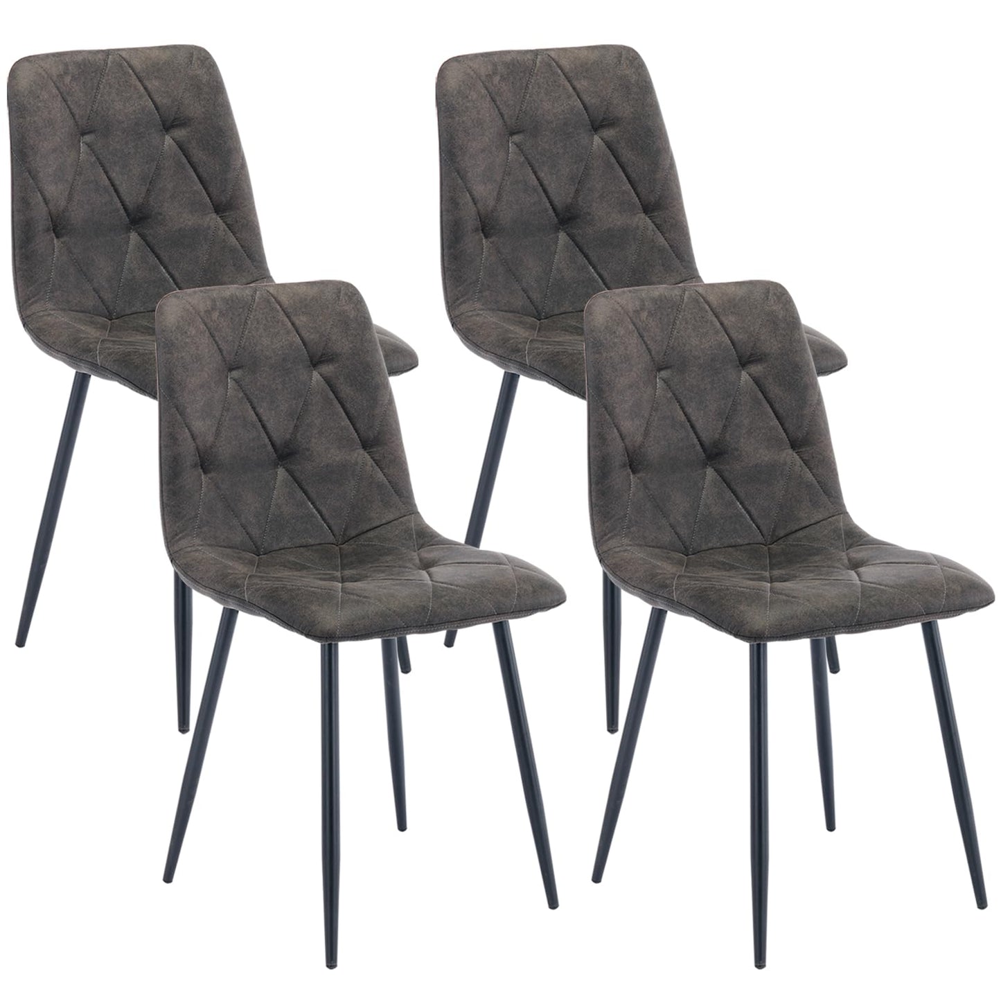 Set of 4 Dining Chairs for Dining Room, Faux Suede Kitchen Chairs, Gray