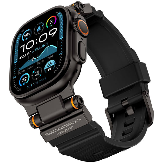 HITZEE Ultra 3/2/1 Strap Compatible with Apple Watch 49mm/46mm/45mm/44mm/42mm, Rugged Silicone Sport Replacement Straps with Metal Connector for