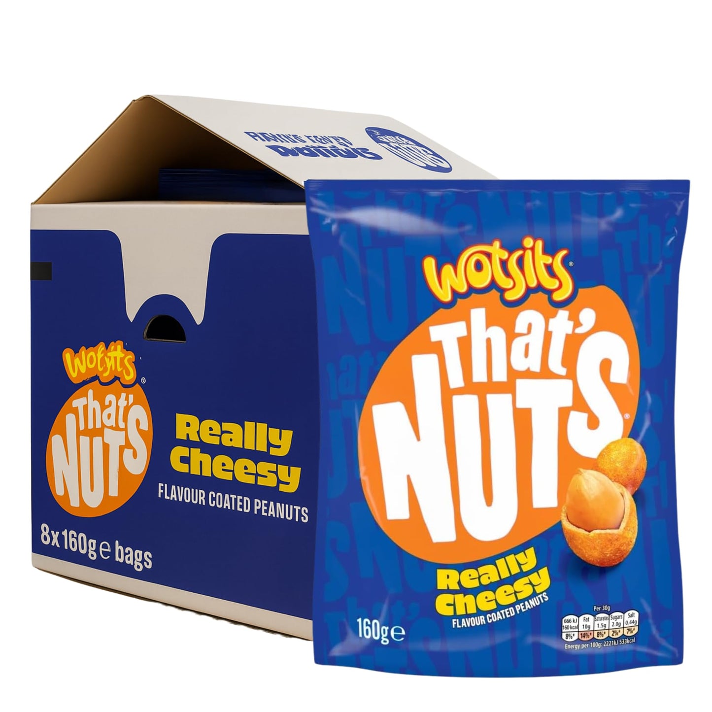 That?s Nuts Wotsits Really Cheesy Sharing Coated Peanuts Case 160g (Case of 8)