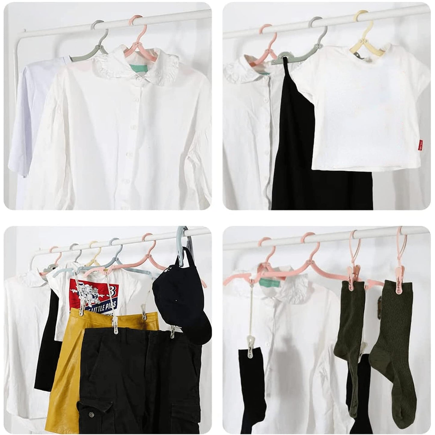 Portable Travel Hangers, 12 PCS Portable Folding Plastic Clothes Coat Hangers, Magic Folding Coat Racks Multifunction Travel Accessories for Home