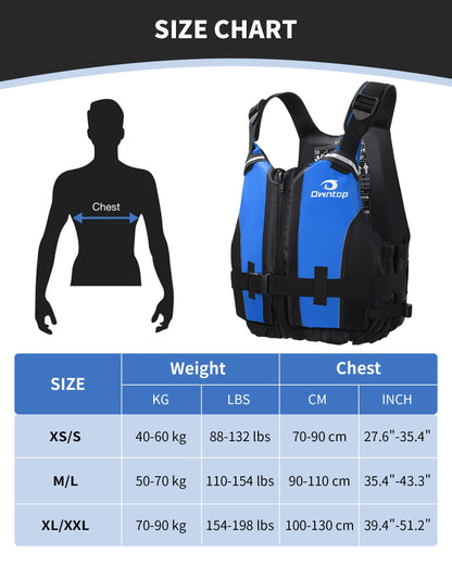 Owntop Buoyancy Aids Adults, Foam Buoyancy Vest Jacket with Crotch Strap Inner Pocket Unisex for Paddleboarding Kayaking Sup Fishing - Blue XL/XXL
