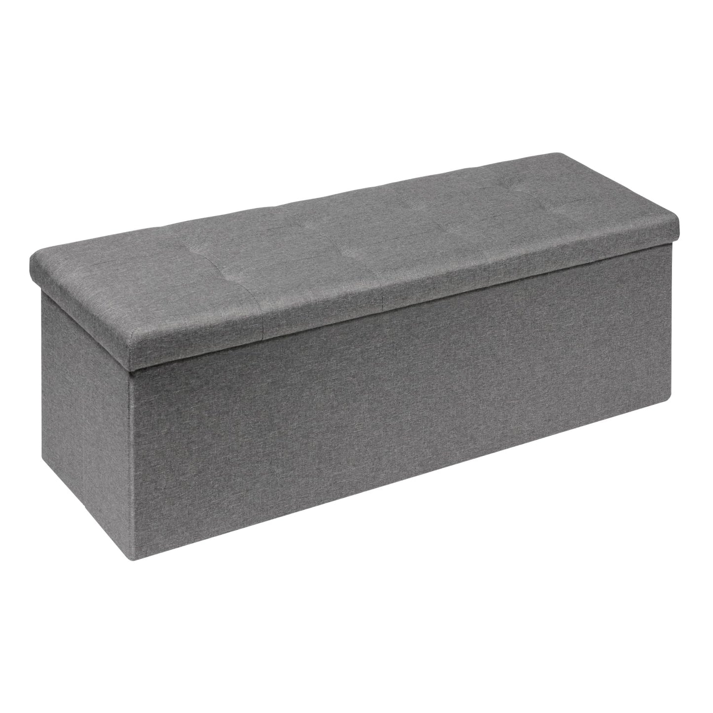 Bonlife 110x38x38cm Grey Extra Large Ottoman Storage Box with Lid,Folding Toy Chest Boxes Bedroom End of Bed Storage Bench Footstools for Living Room