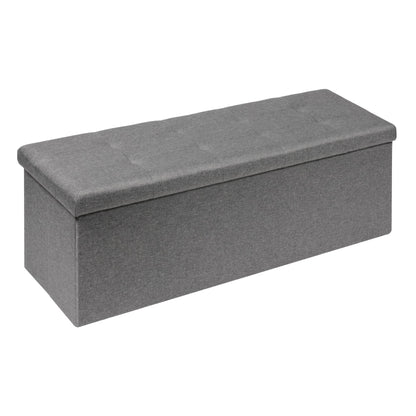 Bonlife 110x38x38cm Grey Extra Large Ottoman Storage Box with Lid,Folding Toy Chest Boxes Bedroom End of Bed Storage Bench Footstools for Living Room