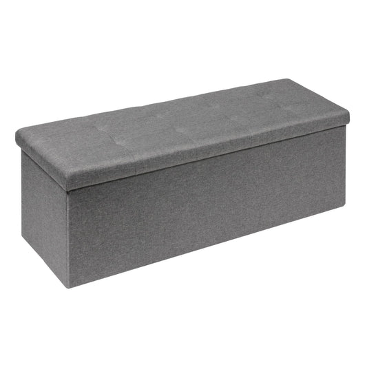 Bonlife 110x38x38cm Grey Extra Large Ottoman Storage Box with Lid,Folding Toy Chest Boxes Bedroom End of Bed Storage Bench Footstools for Living Room