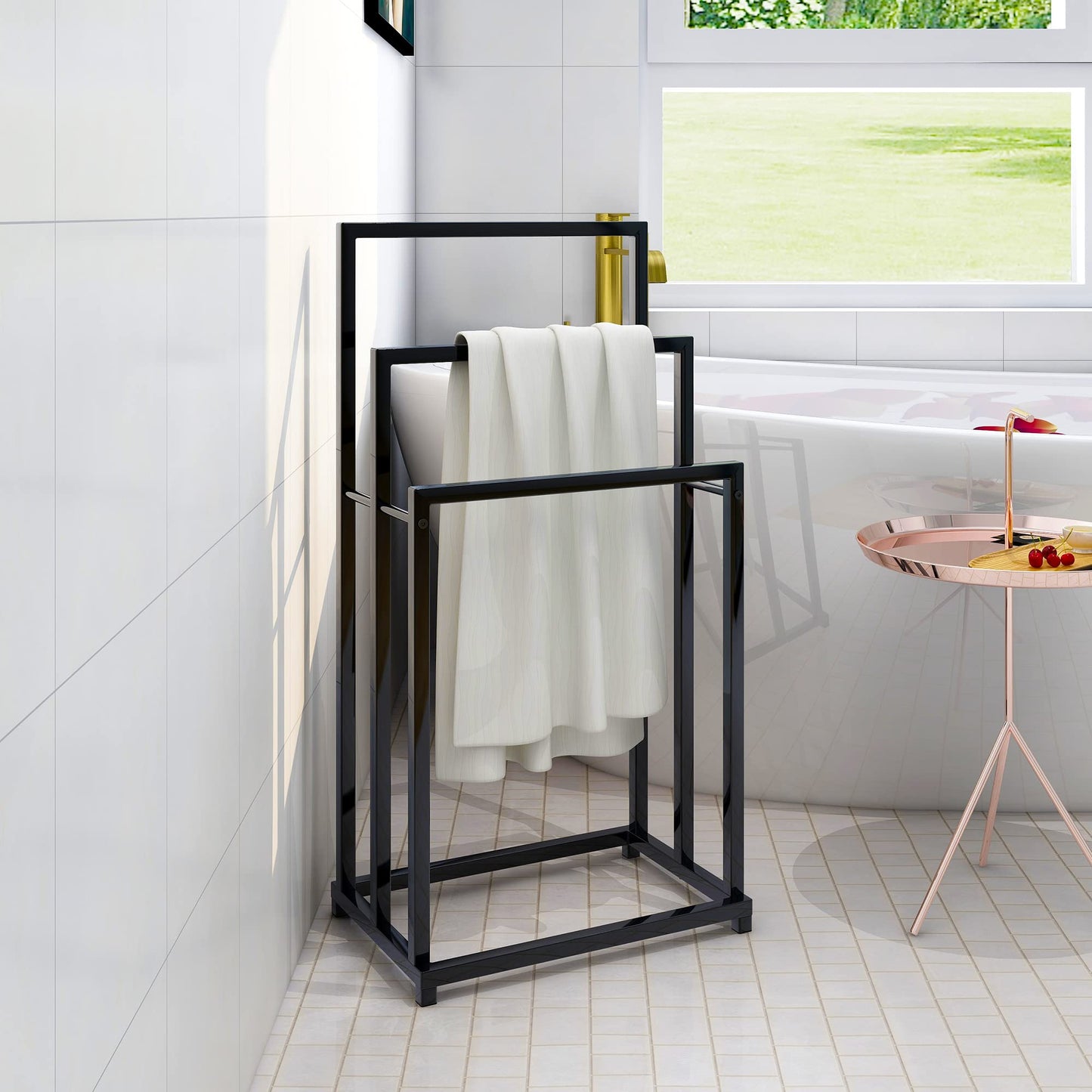 Towel Rack,Towel Bar,Hand Towel Holder,Modern Metal Freestanding 3 Tier Towel Rack Storage Organizer Washcloths Holder for Bathroom living room