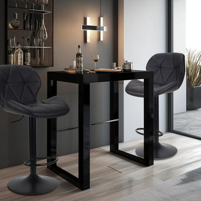 WangPangzi Bar Stools Set of 2 Bar Chairs,Modern Height Adjustable Kitchen Stools With Backs, Swivel Faux Leather Kitchen Island ChairsAll Black