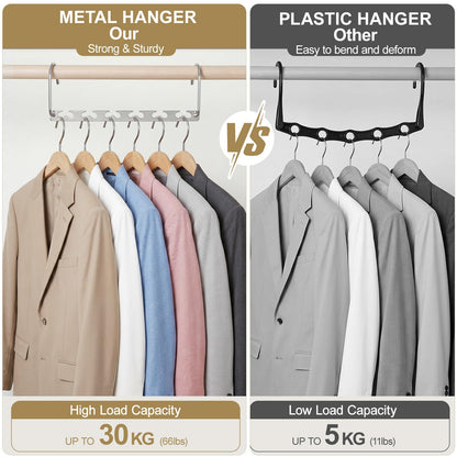 HOUSE DAY 8Pcs Magical Hangers Closet Space Saving Wardrobe Clothing Magic Hangers Oragnizer Heavy Chrome Hanger, Updated Hook Design 26cm Long