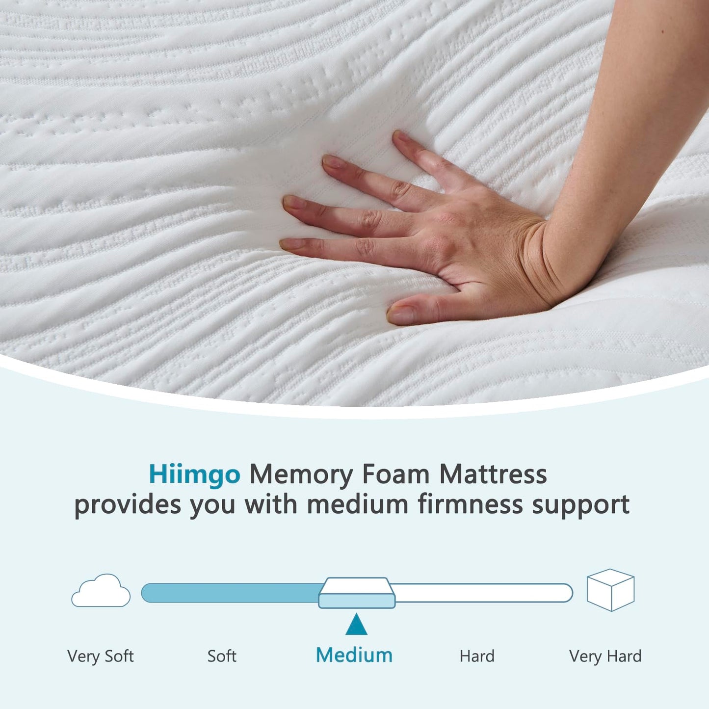 Hiimgo Single Mattress Memory Foam - Orthopaedic Medium Firm Support, Breathable Carved Knitted Cover for Back Pain & Pressure Relief (190x90x20cm)