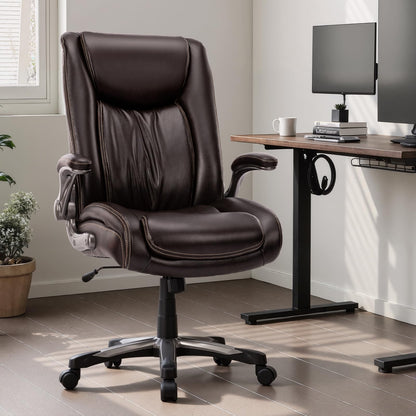 COLAMY Big and Tall Office Chair 400lbs, Large Heavy Duty High Back Executive Computer Office Desk Chair Flip-up Arms Wide Thick Seat for Home Office