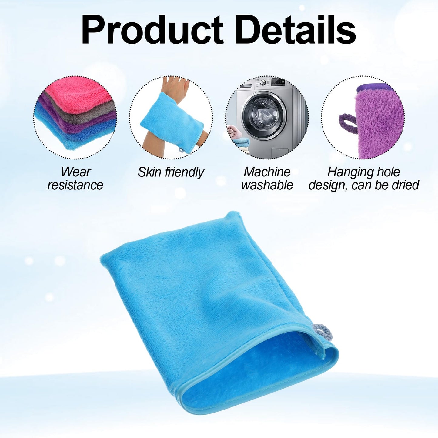 XLIUAX 10Piece Terry Wash Mitts, Microfiber Washcloths for Face and Body, Coral Fleece Soft, Absorbent, and Reusable Makeup Remover Gloves