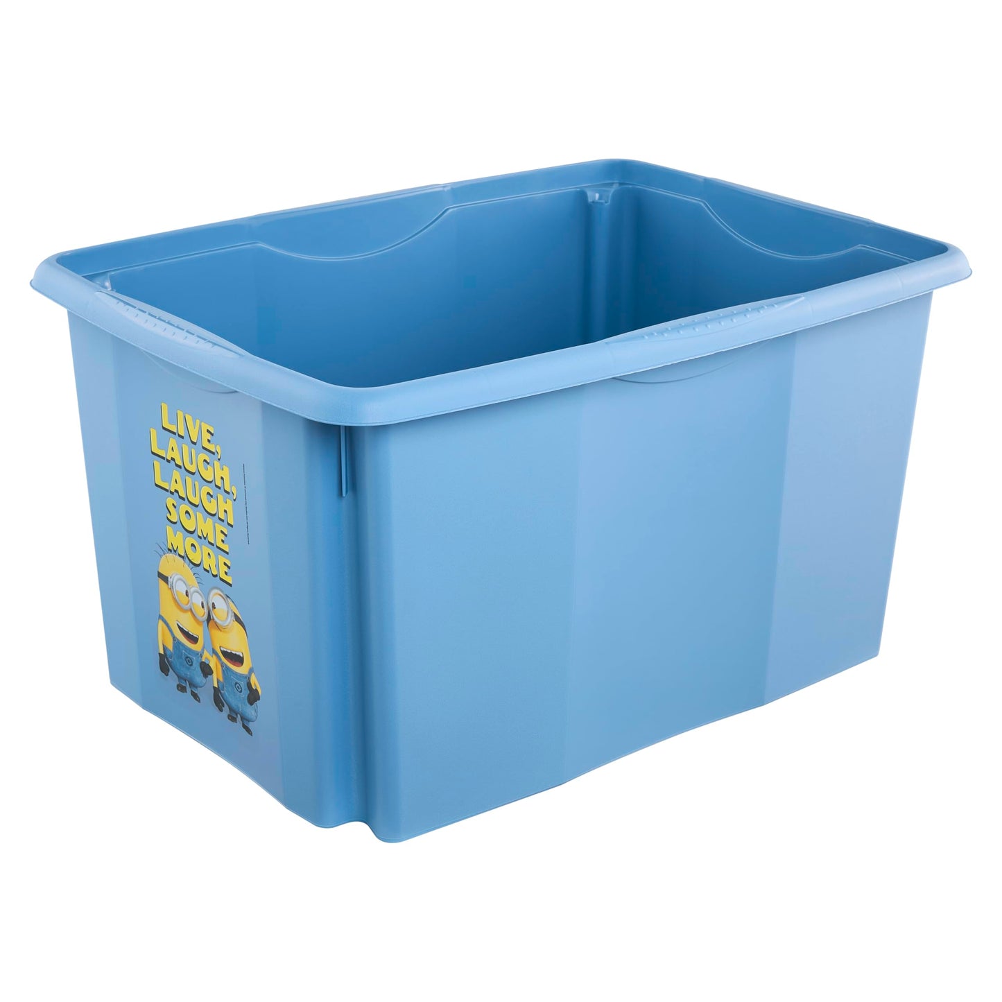 keeeper karolina storage box with lid, 45 l, stackable and nestable, Design: Minions, Happiness, For children, Blue (Soft Blue)