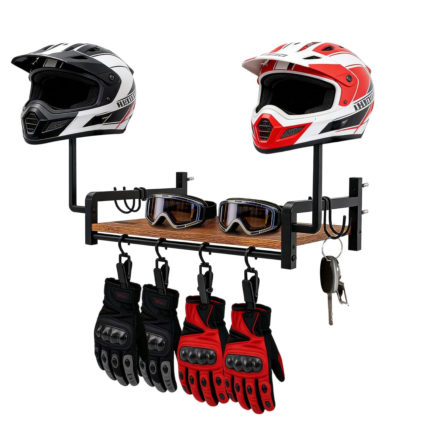 Helmet Holder Wall Mount for 2 Motorcycles, Heavy Duty Motorbike Stand