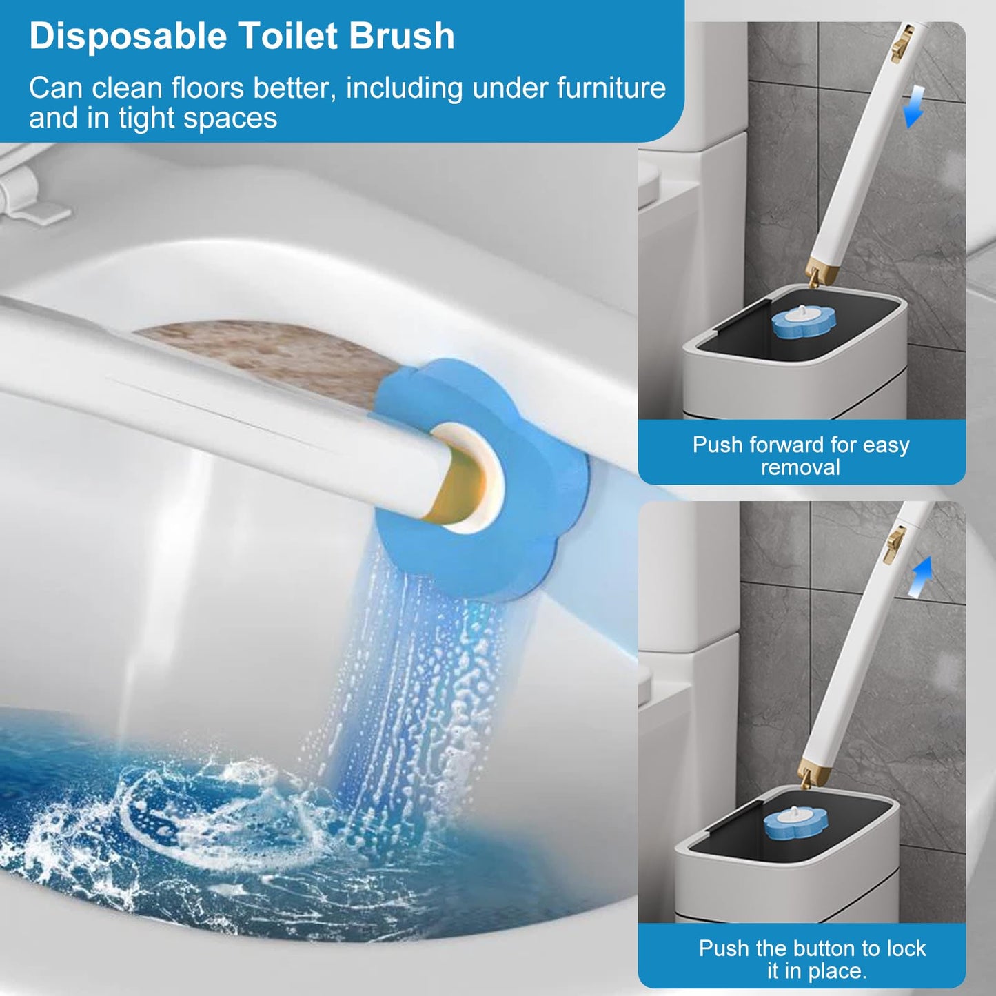Disposable Toilet Brush with 36 Refills, Ocean/Lavender/Lemon Scent