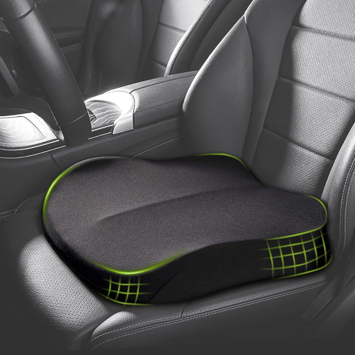 Accmuzzy Car Seat Cushion,Memory Foam Adult Car Booster Seat,Car Seat Cushions for Driving,Soft Comfort Car Seat Cushion for Height,Car Booster Seat