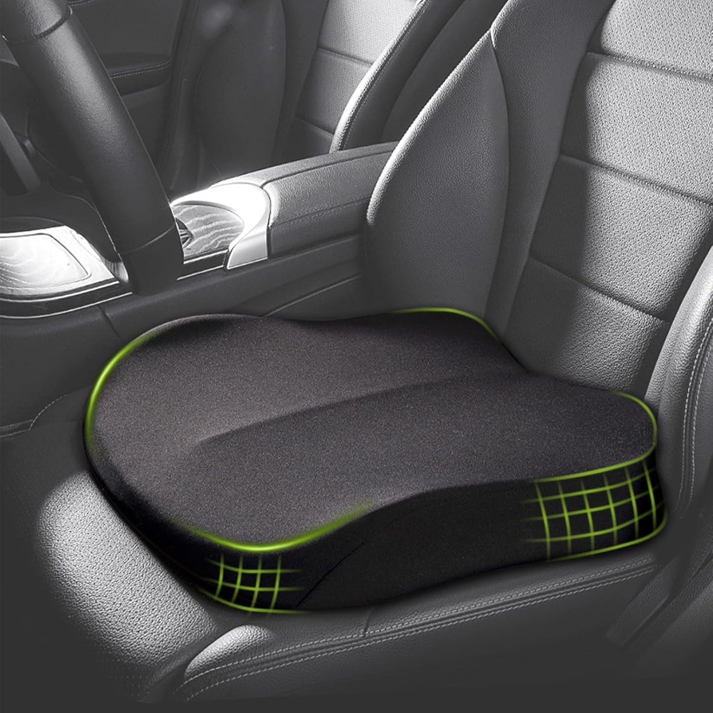 Accmuzzy Car Seat Cushion,Memory Foam Adult Car Booster Seat,Car Seat Cushions for Driving,Soft Comfort Car Seat Cushion for Height,Car Booster Seat