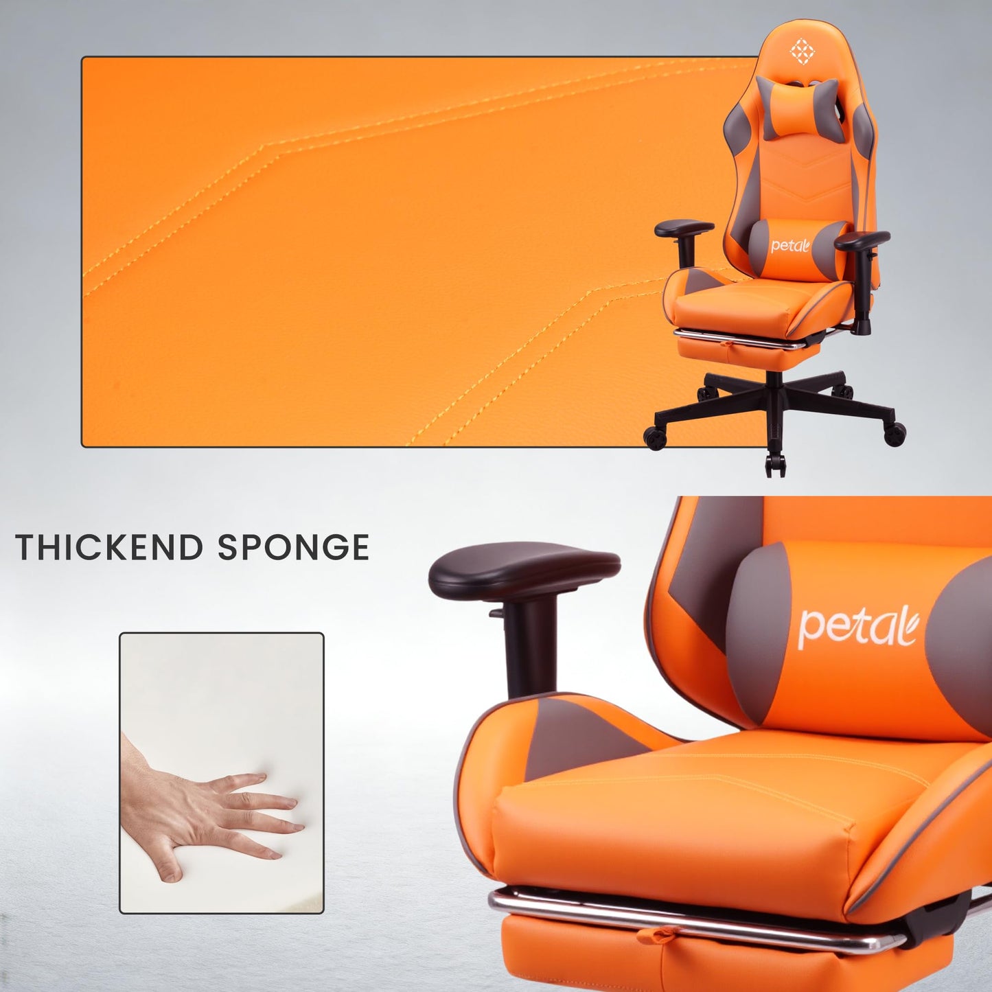Play haha.Ergonomic reclining seat with footrest adjustable headrest and lumbar cushion high back support padded armrests PU leather finish for
