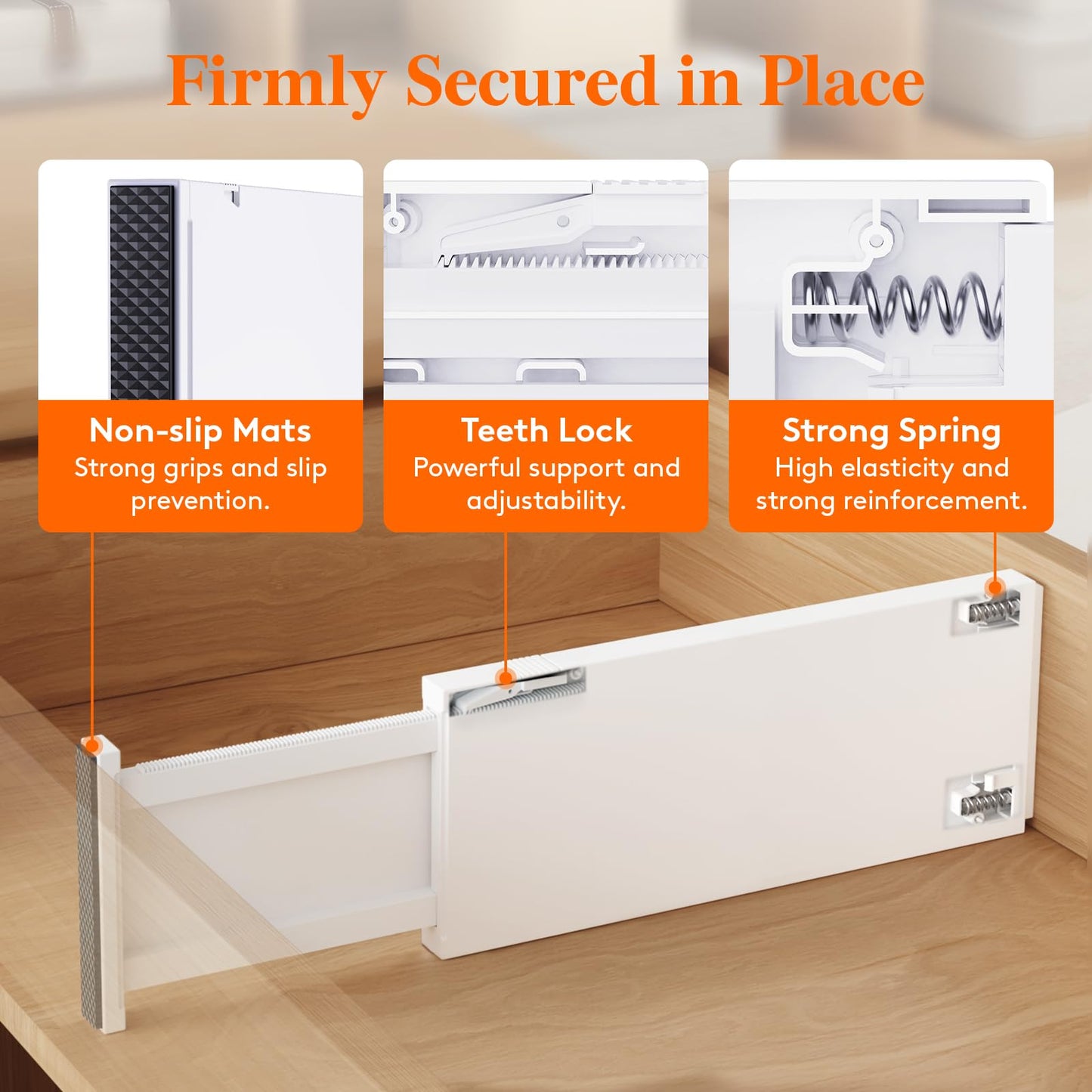 Lifewit 4 Pack 5" High Drawer Dividers 34-56cm/13.5-22" Adjustable Drawer Organiser for Clothes/Utensils, Expandable Kitchen Drawer Dviders