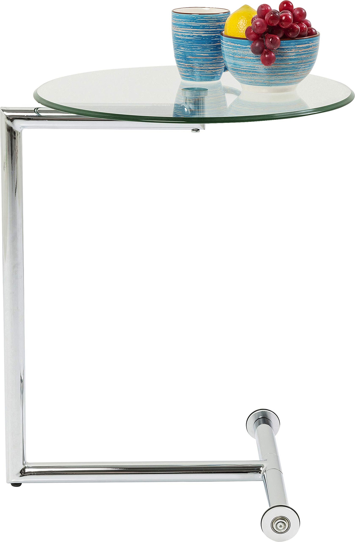 Kare Design Side Table Easy Living Clear, Silver, Steel Chromed, Safety Glass, Coffee Table, Table for Living Room, bedroom, hallway, 63x46x46 cm