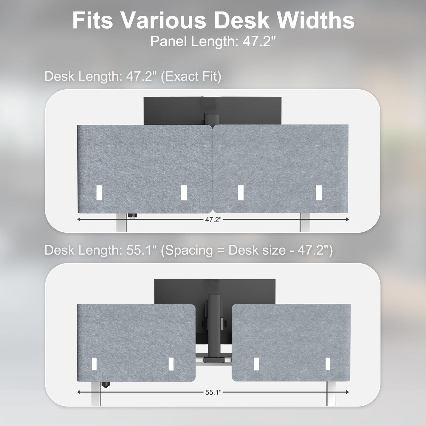 Desk Privacy Panel,2PCS,2-in-1 Soundproofing for Office,School & Home(Gray)