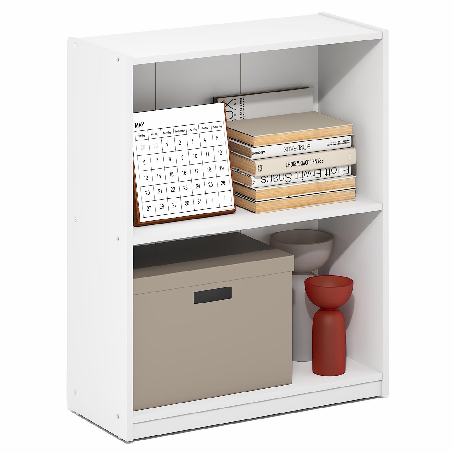 Furinno GRUEN Book Shelf, 2-Tier Small Bookshelf, Bookcase with Open Shelf, 21.1 x 55.4 x 68.6 cm, for Organization and Storage, for Living Room