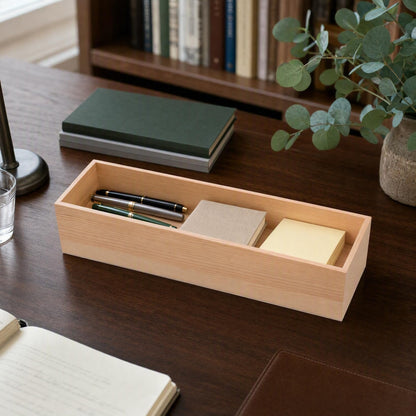 MUCKLILY Wooden Storage Box No Lid Small Organizer Box for Home Office Craft Storage Container Plain Wooden for Desktop Jewelry Display 15.75 X 3.94