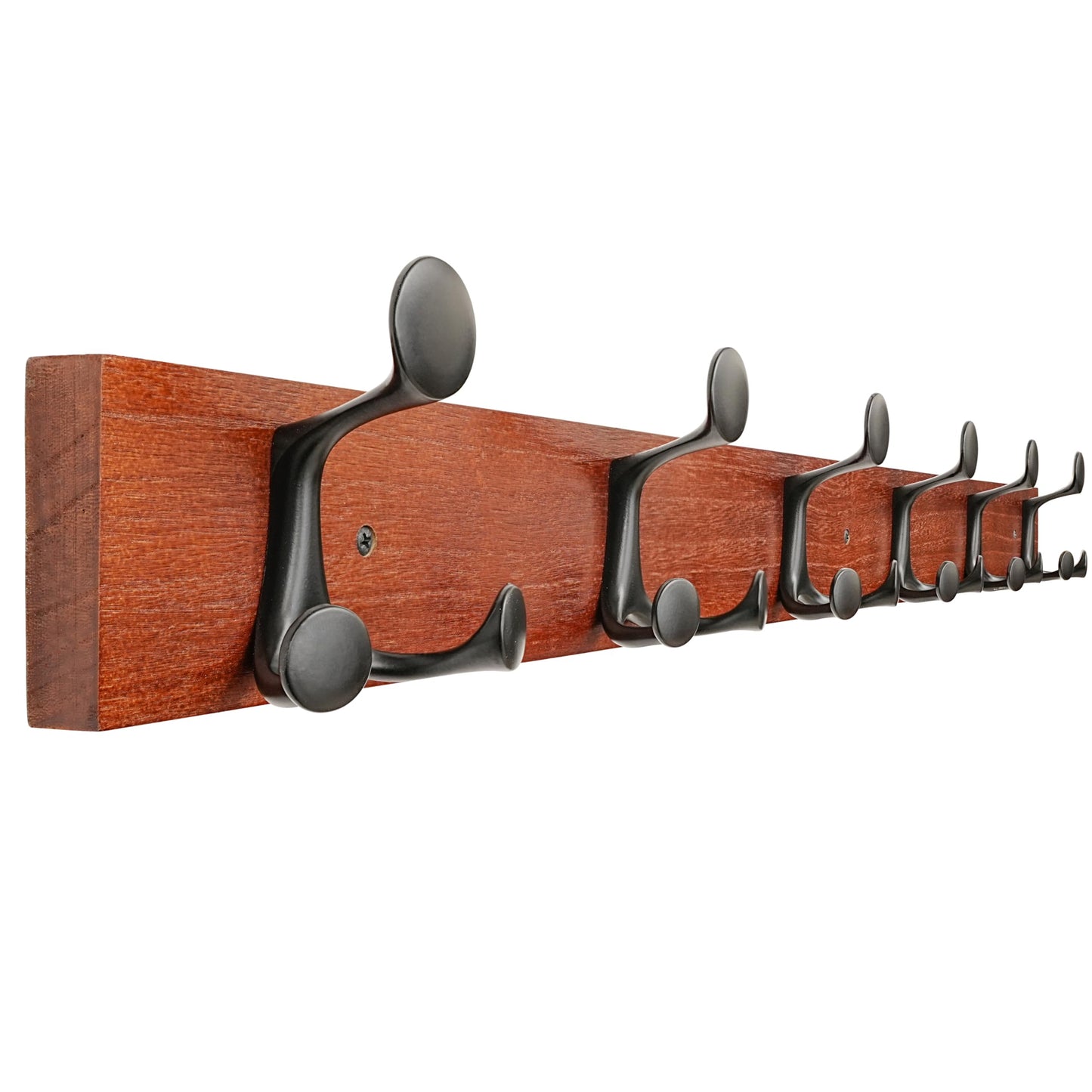 SKOLOO 99cm Cherry Wood Coat Rack Wall Mount with 6 Triple Hooks - Ideal for Family Entrances, Classrooms, and Pet Supplies Storage