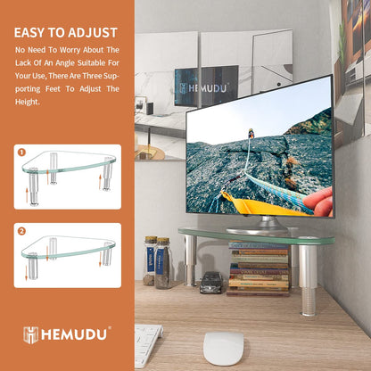 Hemudu Computer Monitor Stand Riser/Triangle Save Space Desktop Corner Stand for Computer, Laptop,HD01T-003P