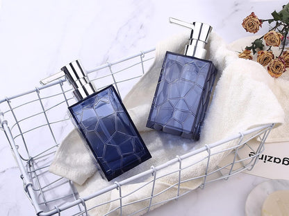 2 Pack Hand Soap Dispenser Set, Clear Acrylic Plastic Liquid Pump Bottles Refillable Lotion Dispenser for Bathroom Decor Kitchen College Dorm Blue