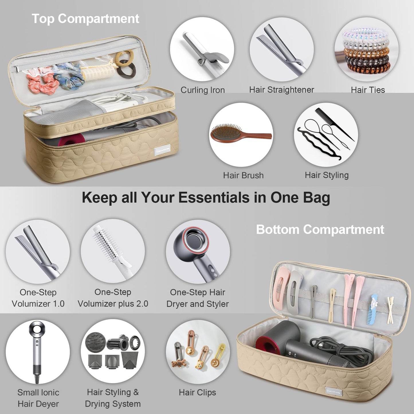 Double Layer Travel Carrying Case Hair Dryer Bag Travel Storage Bag