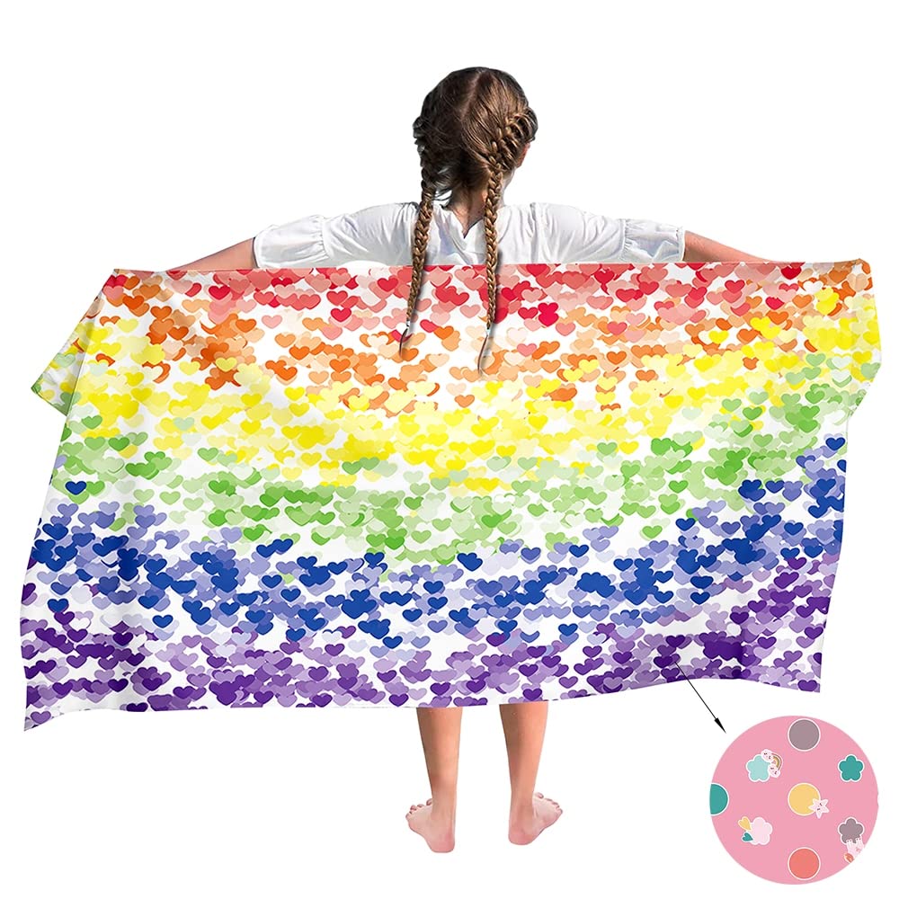 Ulticool Microfibre Children's Towel 140 x 70 cm - Rainbow Flag Unicorn - Lightweight Travel Towel Quick-Drying Bath Towel Beach Towel Microfibre