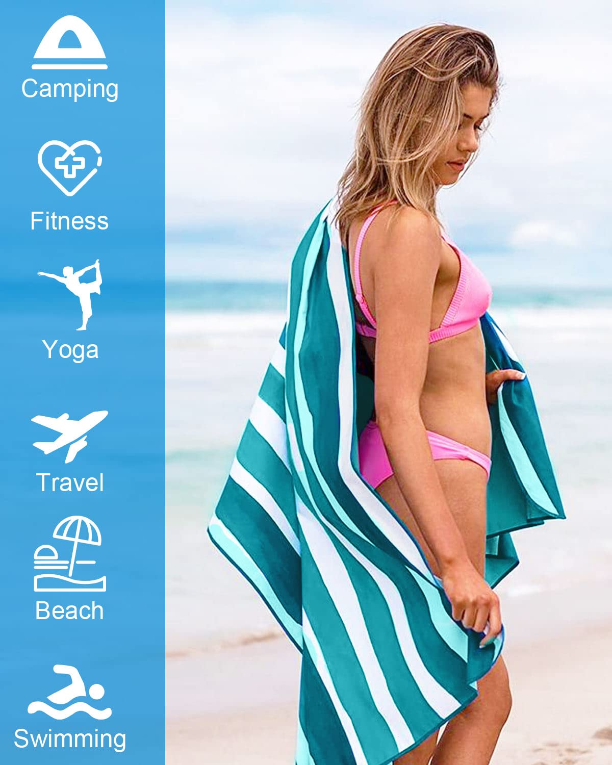 Victoper Microfiber Beach Towel Quick Drying 200 * 90cm Sand Free Soft Compact Lightweight Beach Towels for Adults Ideal for Swimming Beach Yoga