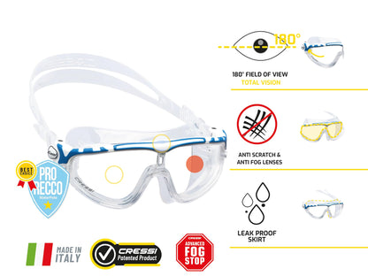 Cressi - Skylight Goggles Sil ,Clear/Frame Black Grey Mirrored Lens