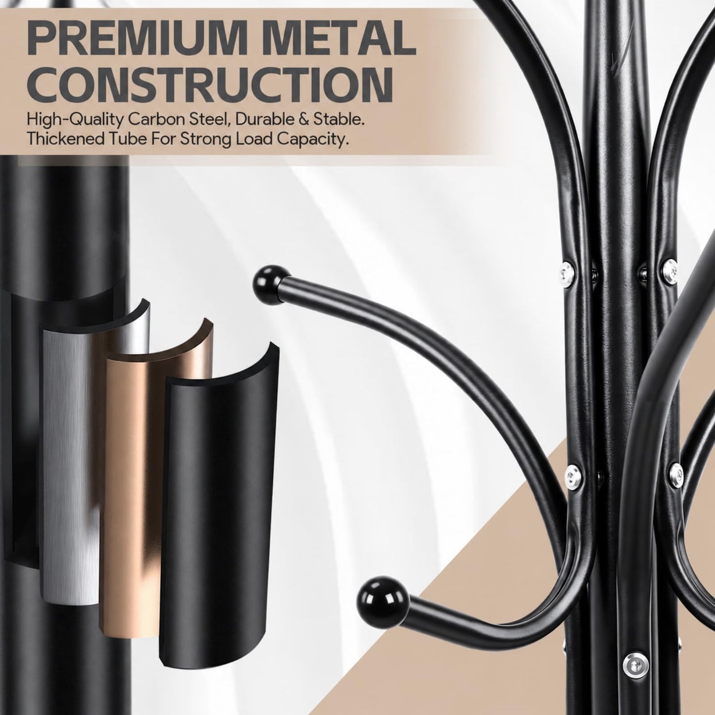 NBYTLT 70in Coat Stand, Heavy Duty Metal Coat Rack with 12 Hooks