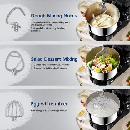 Vezzio Small Stand Mixer,4.5 liters Food Mixers for Baking,1500W 10-Speed Kitchen Cake Mixers,Electric Kitchen Mixers with Small form-factor, Easy to