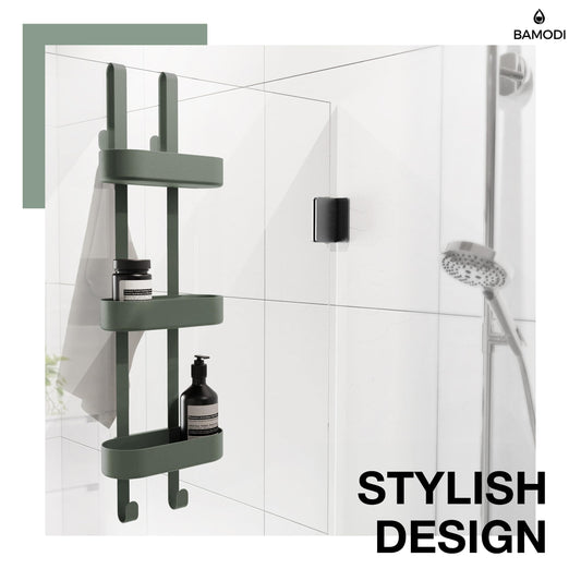 Bamodi Shower Caddy, 3 Tier Plastic Organizer, Height Adjustable Baskets, Scratch Free, Easy to Hang, No Rust, Plenty of Storage Space for Shower
