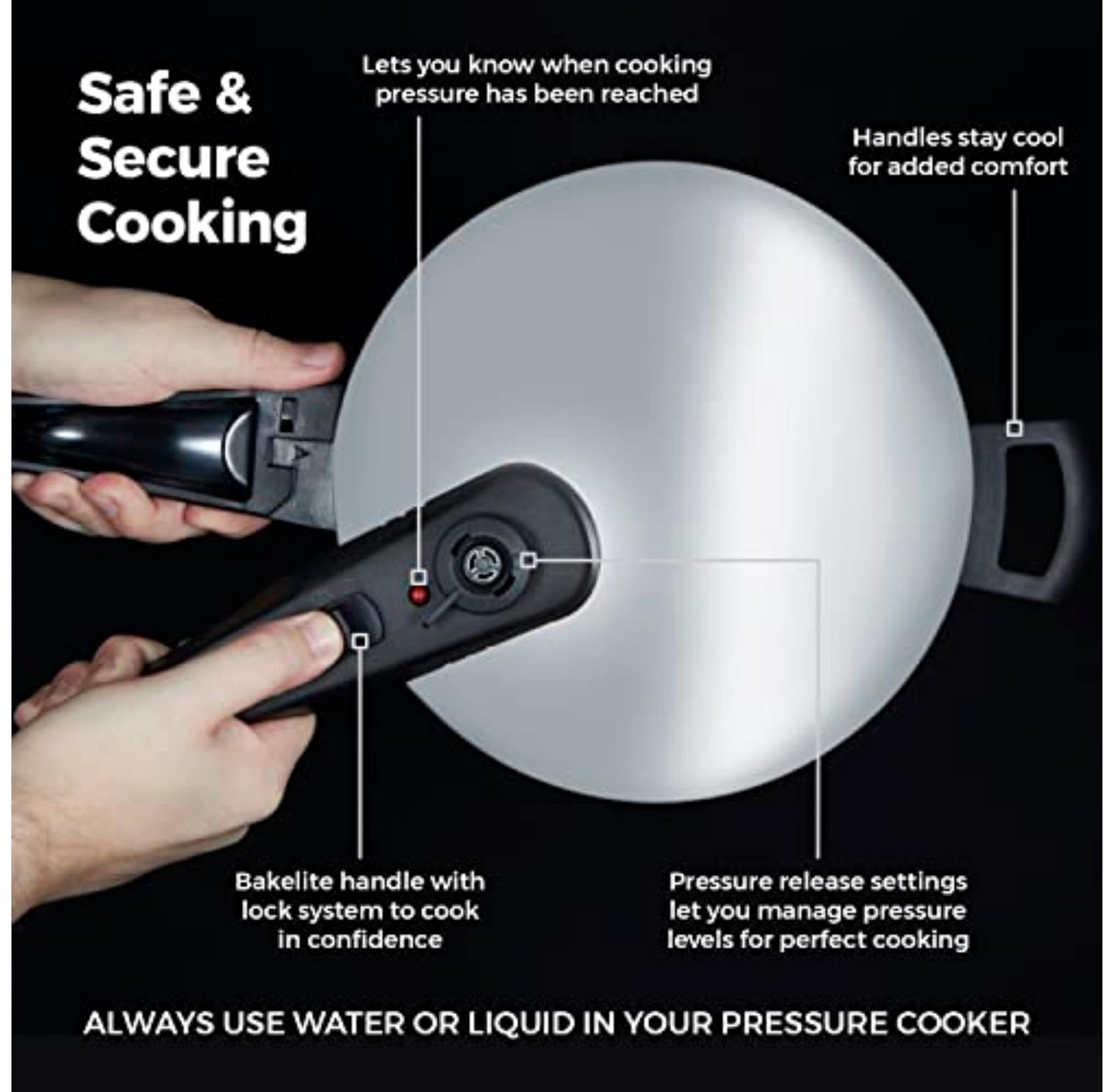 Tower T80244 6L/22cm Pressure Cooker with Steamer Basket, Stainless Steel, Silver