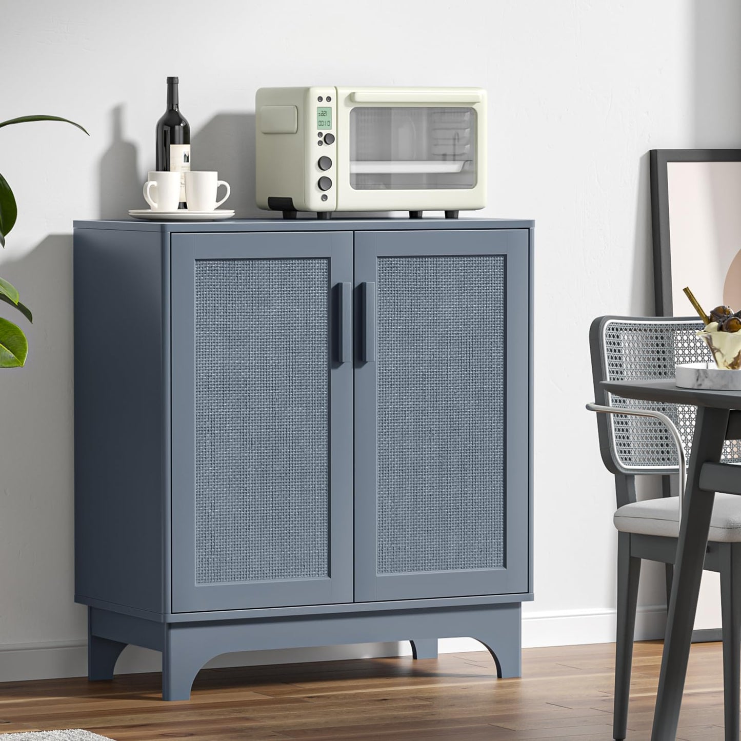 Yvsevnr Rattan Sideboards for Living Room, Buffet Storage Cabinet With Adjustable Shelves, Anti-tip