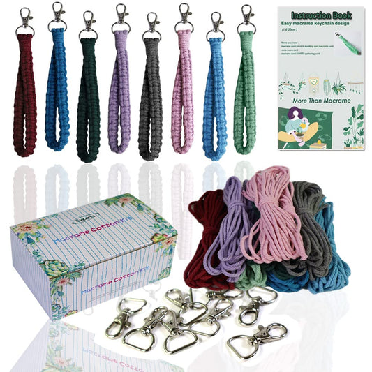 Macrame Kit Boho Macrame Keychain Making Kit Includes Key Rings Macrame Cord Instruction Book to Make Cute Keychains Adult DIY Crafts Projects for