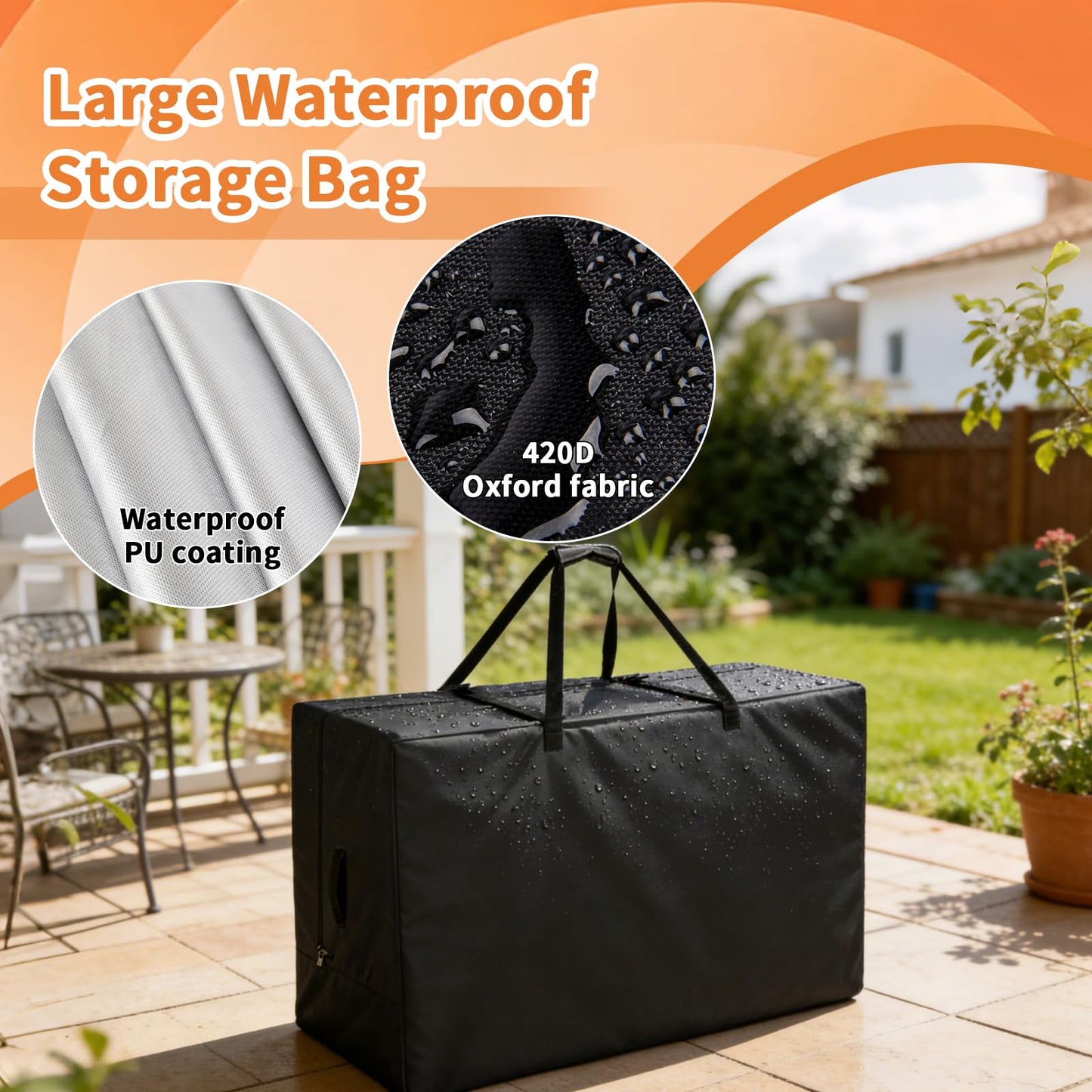 Ultifore Garden Cushion Storage Bags, Outdoor Mattress Bag 420D,102x46x71cm