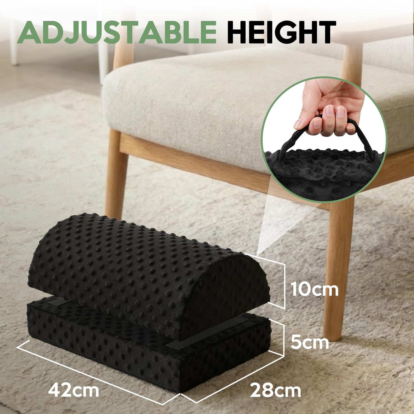 Foot Rest Under Desk - Desk Foot Rest with 2 Adjustable Heights - Ergonomic Footrest for Office Chair & Gaming Chair