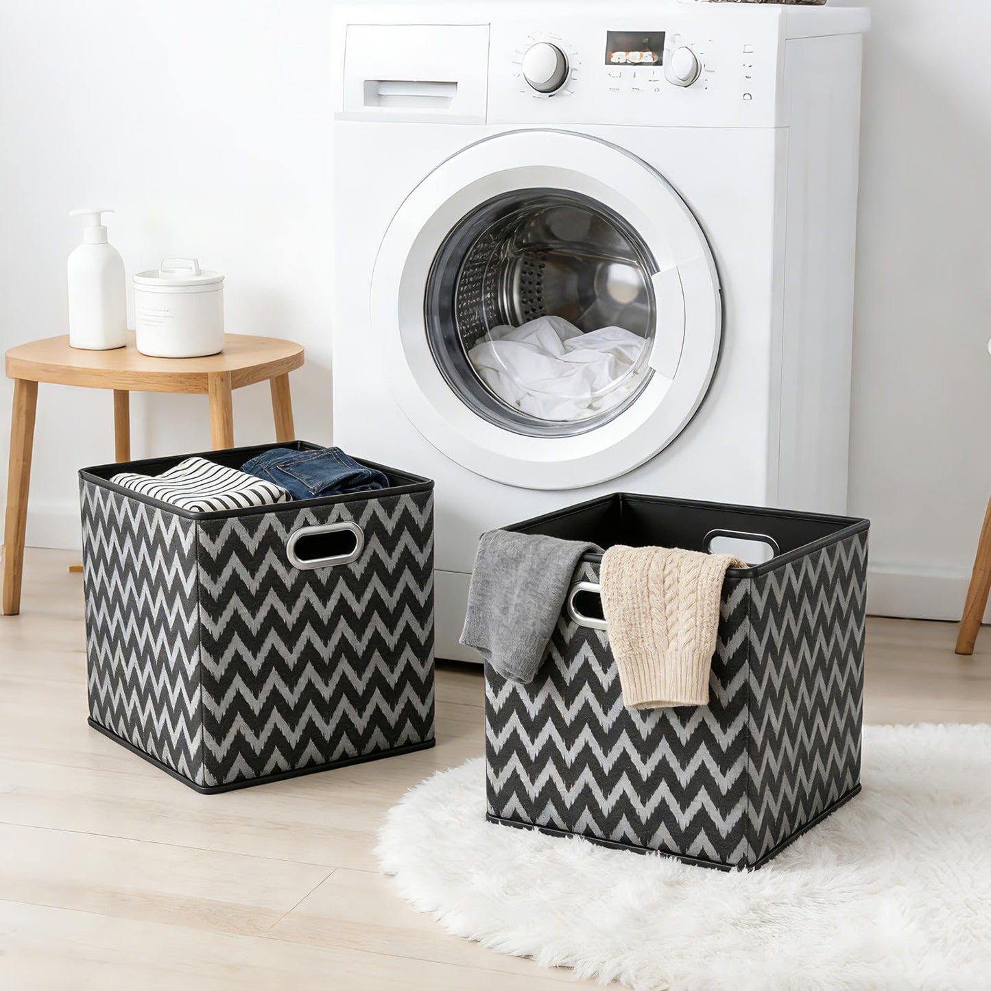 ARVINKEY 2 Pack Foldable Storage Boxes, 30L Non-Woven Fabric Storage Cubes with Handles