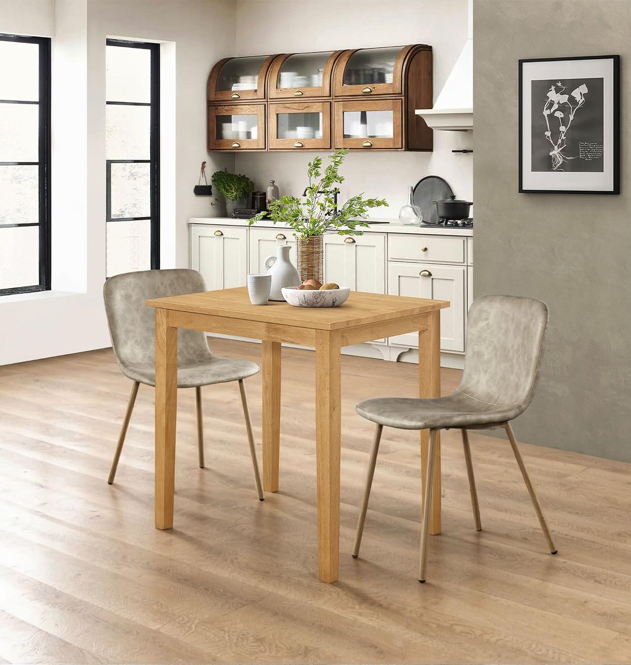 Hallowood Furniture Ledbury Small Kitchen Table And Chairs Set 2, 80x60cm