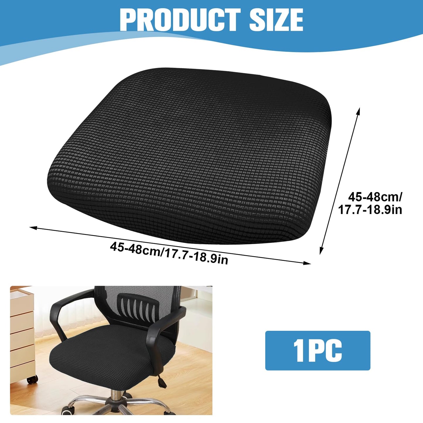 Jesiah Office Chair Cover, Black Large Computer Gaming Chair Seat Cover