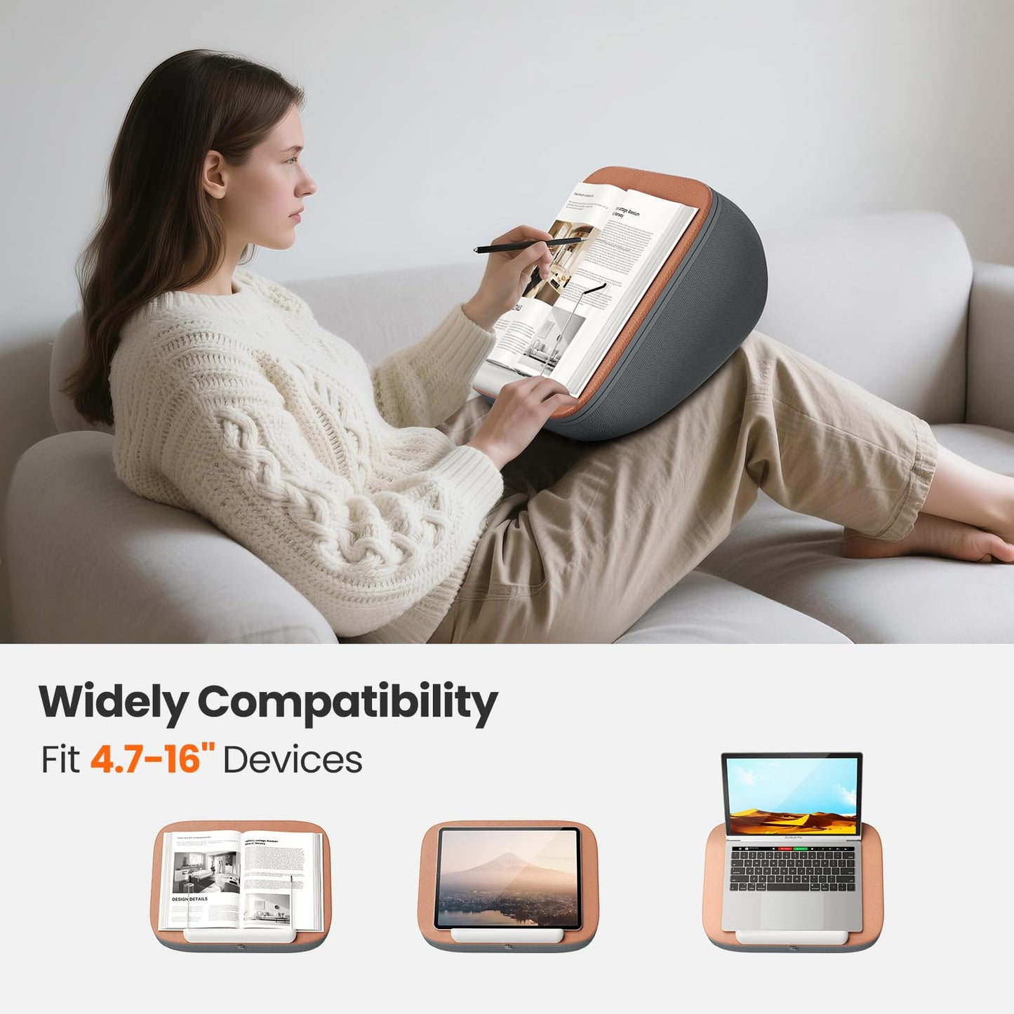 Tounee Book Holder Stand - Ultra Soft Lap Beanbag Pillow for Books, Tablets, iPads & Kindle - Hands-Free Reading & Viewing in Bed/Couch