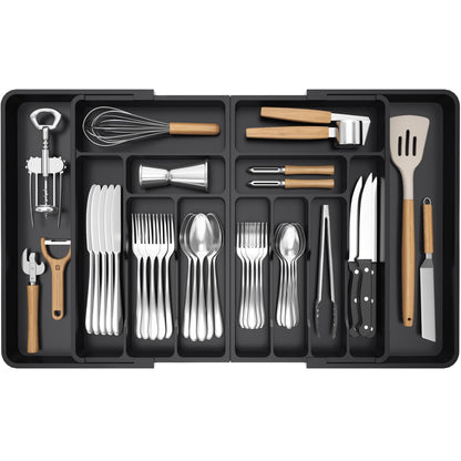 Lifewit Extra Large Cutlery Drawer Organiser, Expandable to 36 Inches Utensil Tray for Kitchen, Adjustable Silverware and Flatware Holder, Compact