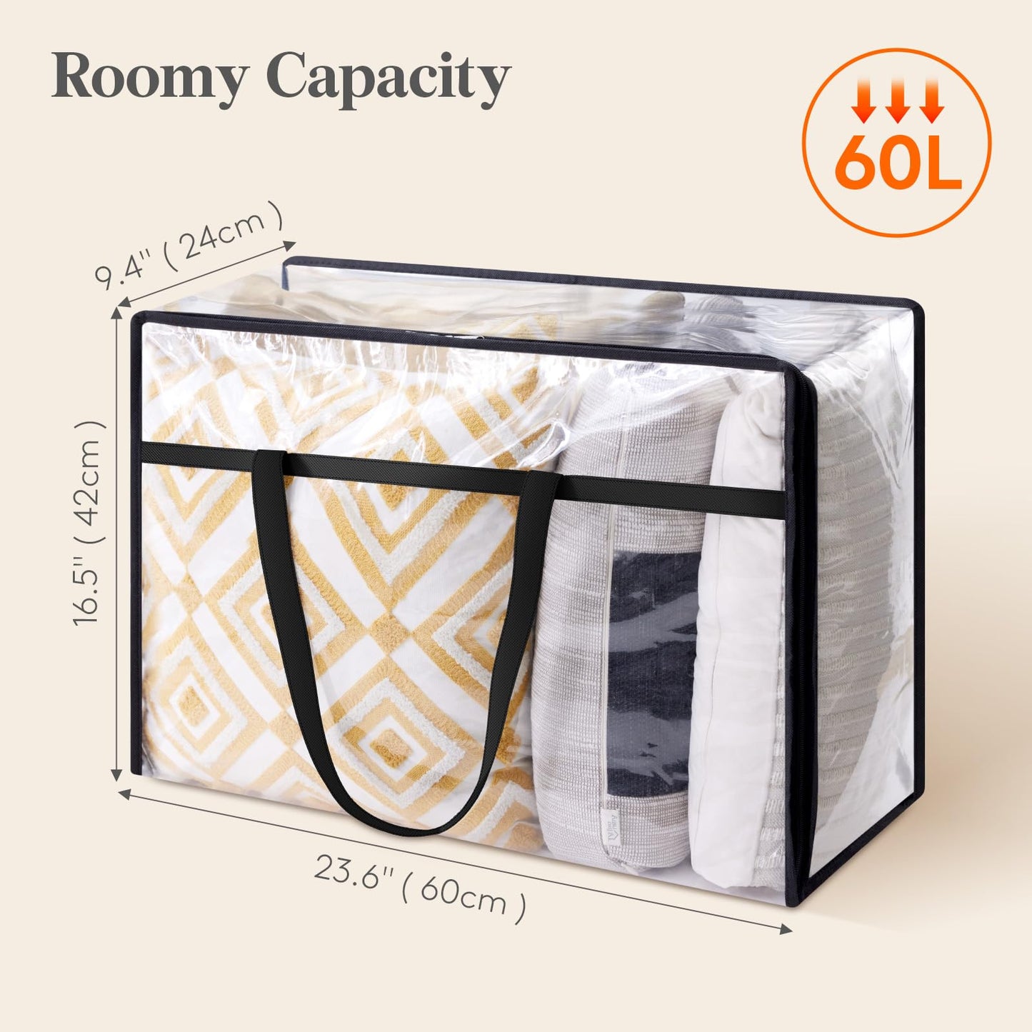 Lifewit 4 Pack Clear Storage Bags, 60L Plastic Clothes Storage Bags
