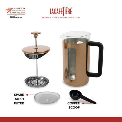 La Cafetire Pisa Stainless Steel Cafetire, Eight Cup, Copper, Gift Boxed